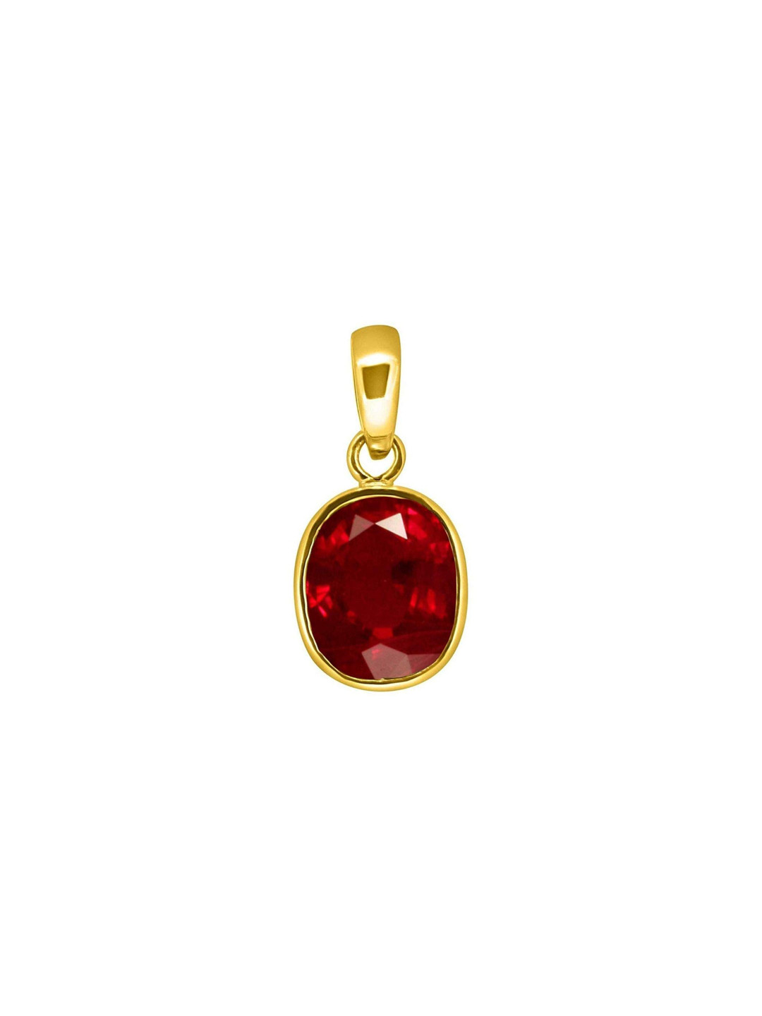 LMDPRAJAPATIS Gold Plated Ruby Studded Oval Pendant