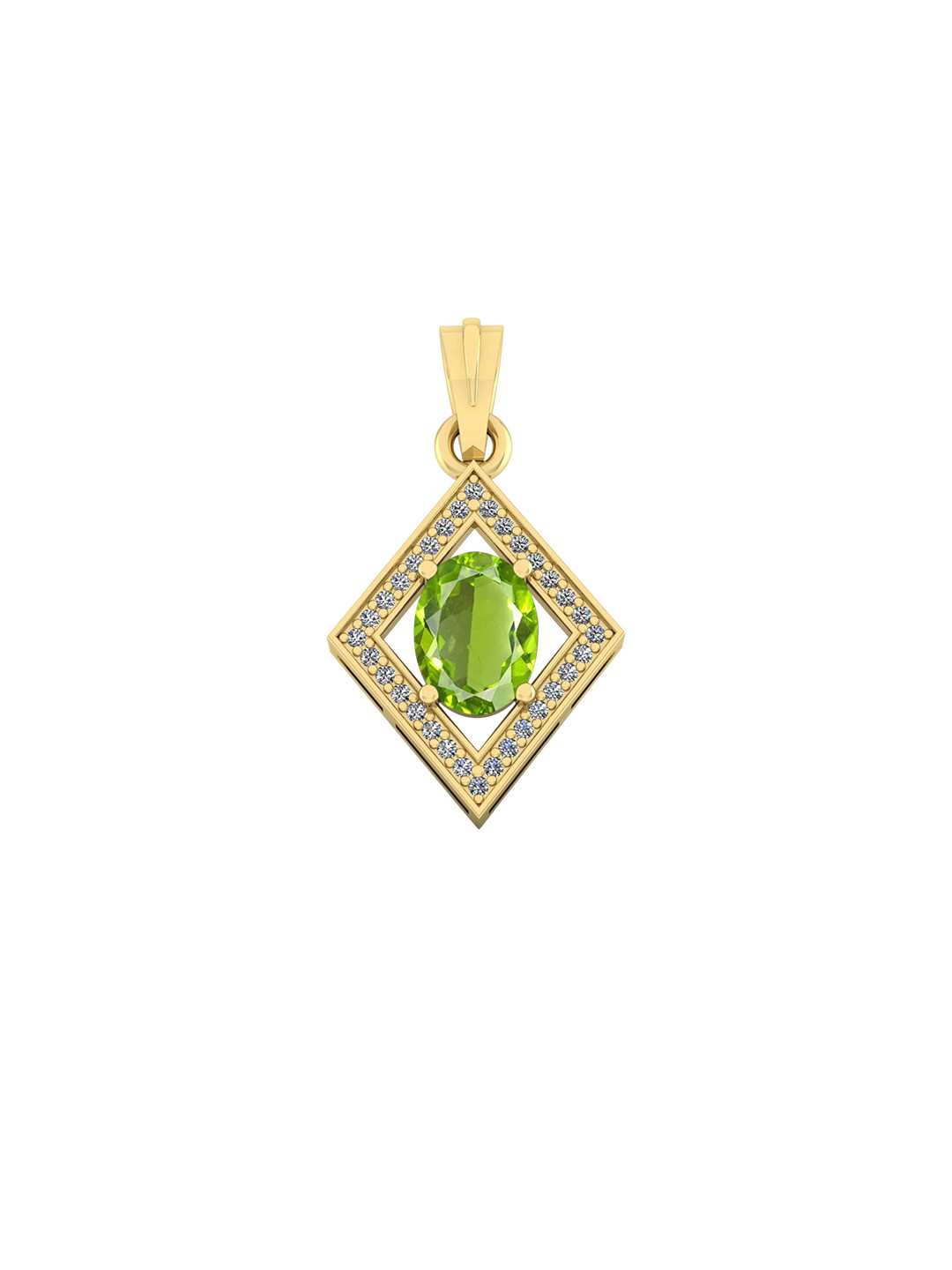 LMDPRAJAPATIS Gold-Plated Peridot Studded Oval Pendant