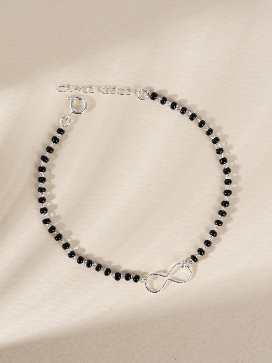 GLYTERS Silver Beaded Charm Bracelet