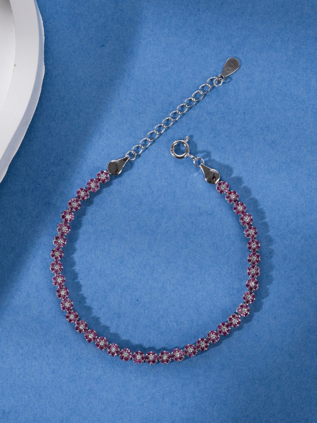 GLYTERS Rosebud Shine Silver Charm Bracelet