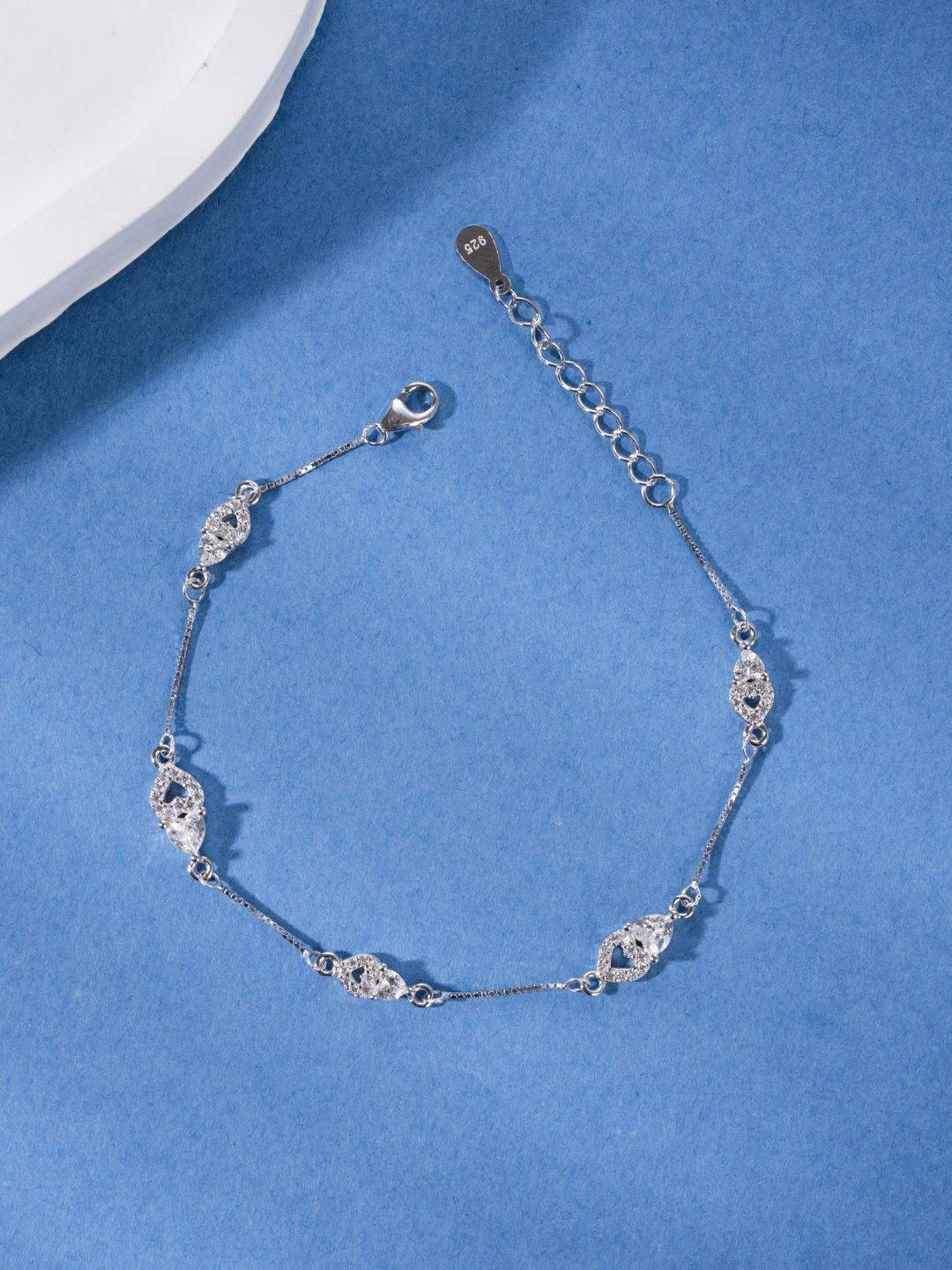 GLYTERS Tender Heart Silver Charm Bracelet