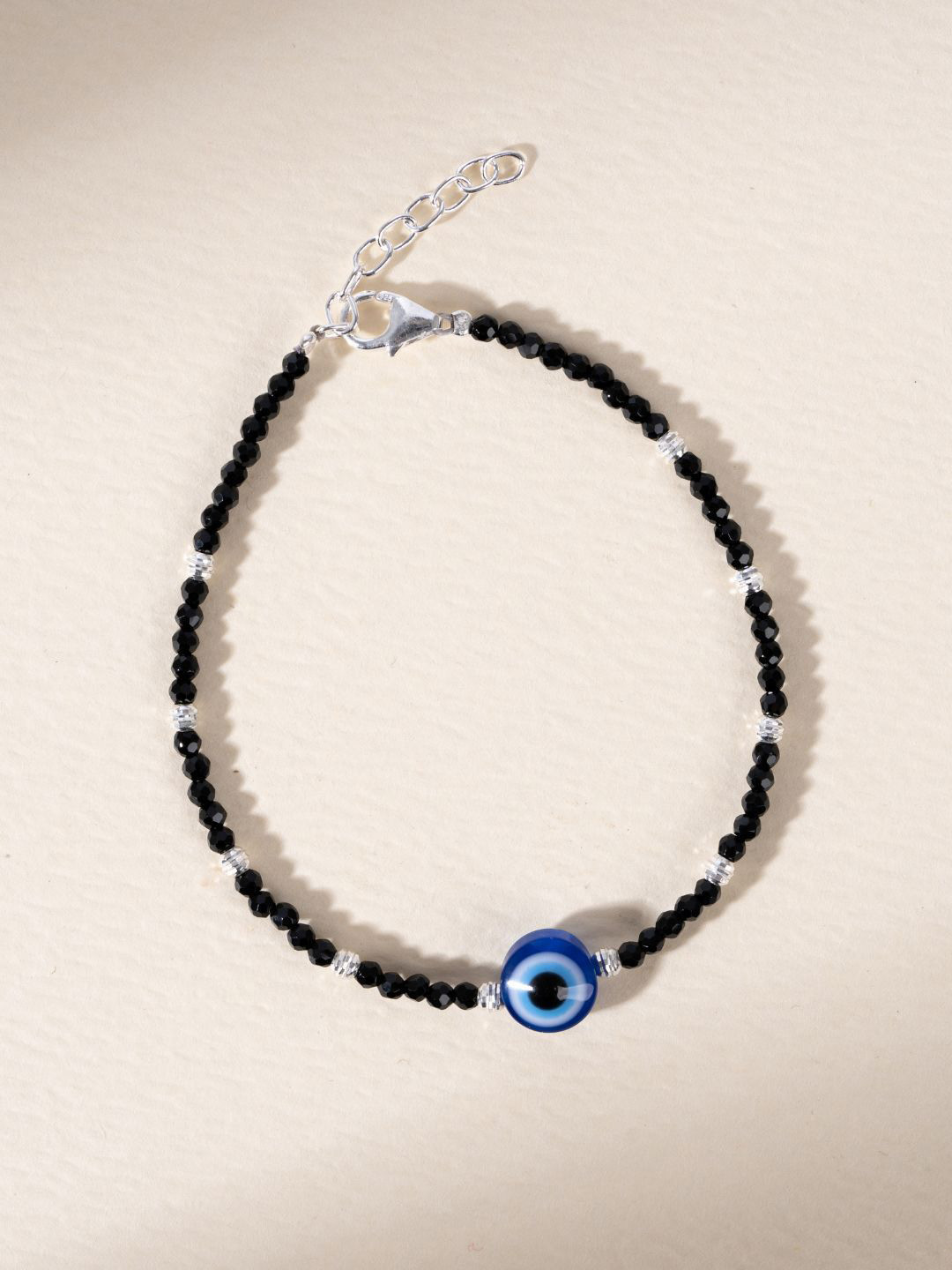 GLYTERS Abyssal Eye Silver Beaded Wraparound Bracelet