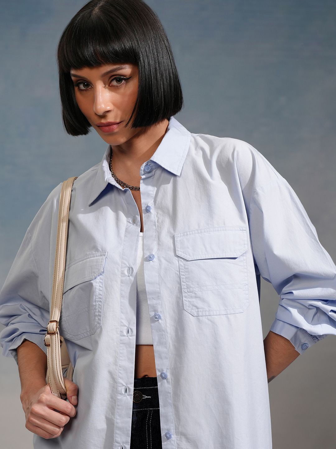 Tokyo Talkies Women Solid Relaxed Fit Shirt