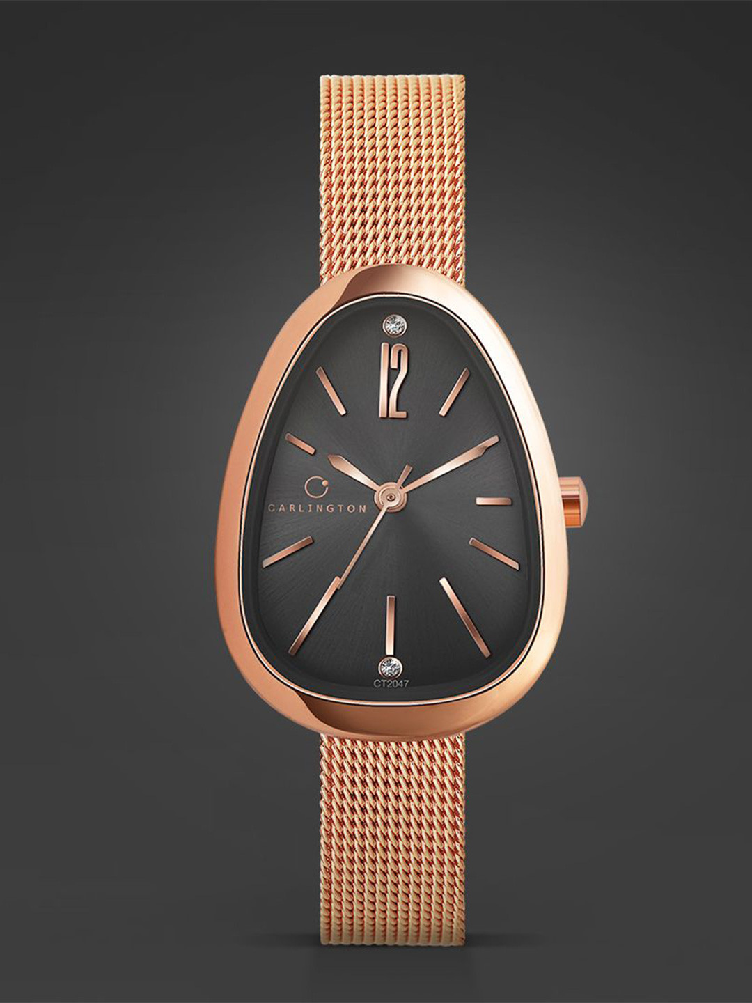 CARLINGTON Women Dial & Stainless Steel Straps Analogue Watch Iconic 2047 Rose Black