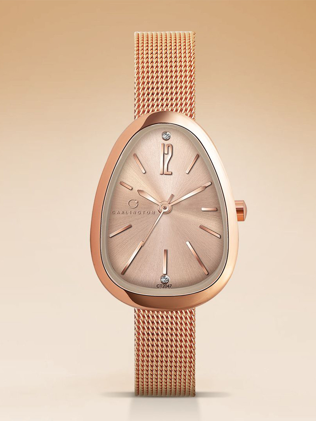 CARLINGTON Women Dial & Stainless Steel Straps Analogue Watch Iconic 2047 Rose Gold