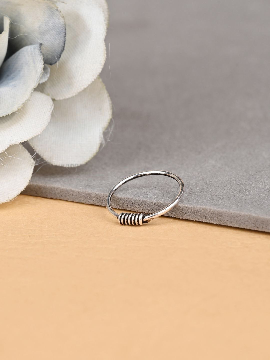 TOUCH925 Pure Silver Sprial Oxidized Ring Nosepin
