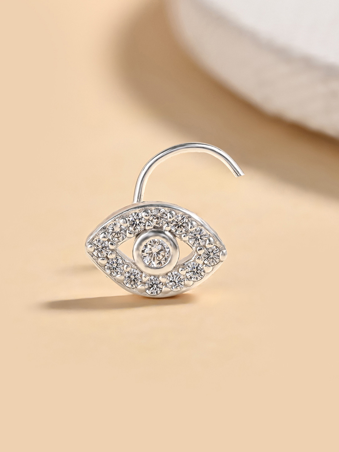 TOUCH925 Pure Silver Cubic Zirconia Guardian Eye Stud Nosepin