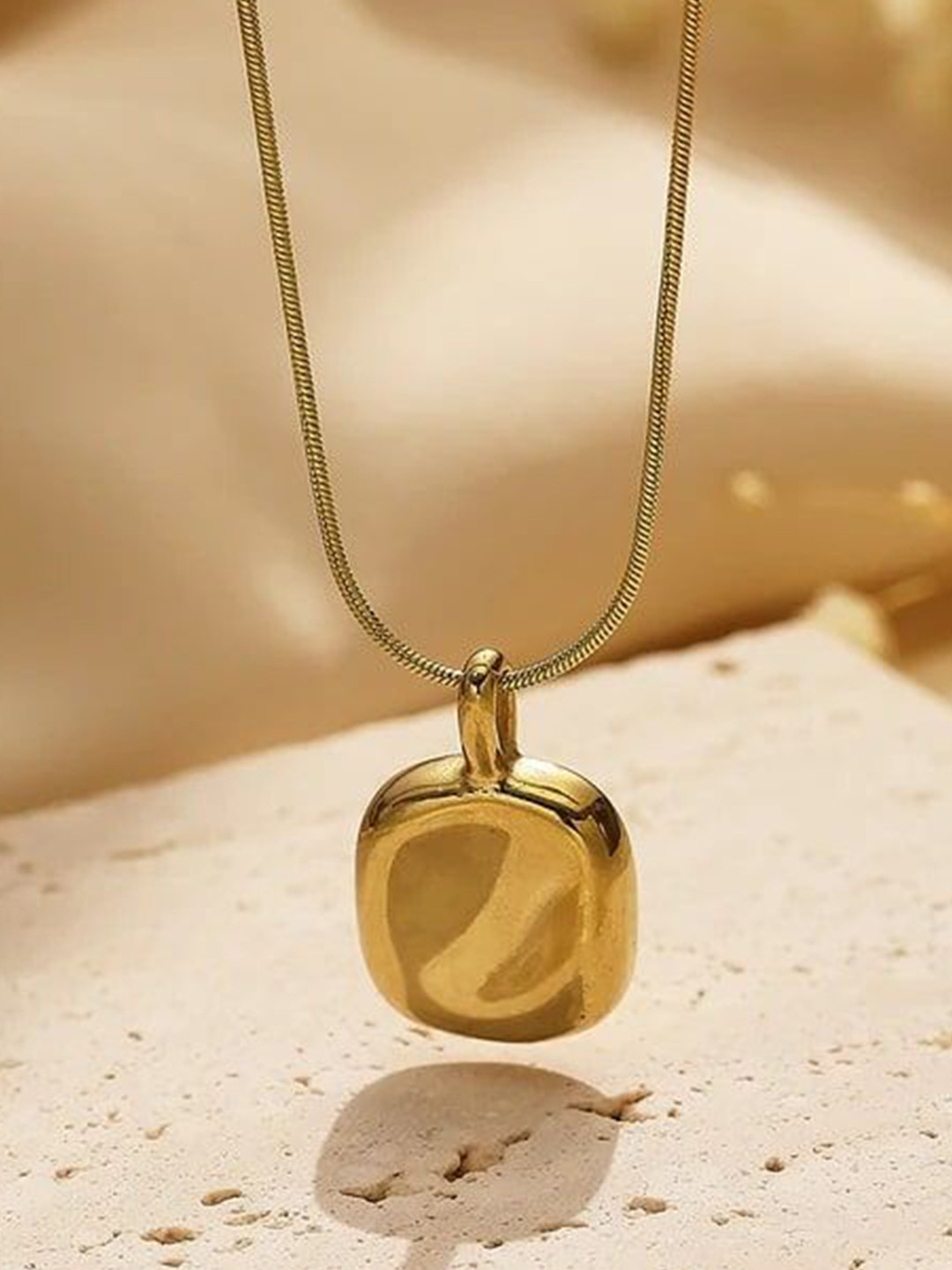 JEWILLEY Gold-Plated Anti Tarnish Stainless Steel Square Chain