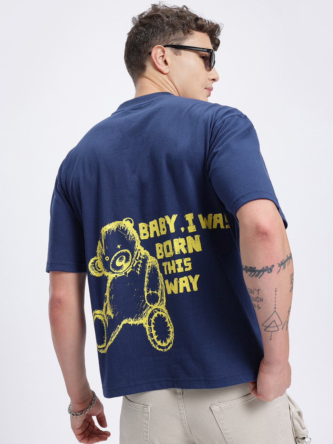 glitchez Drop-Shoulder Placement Print Relaxed T-shirt