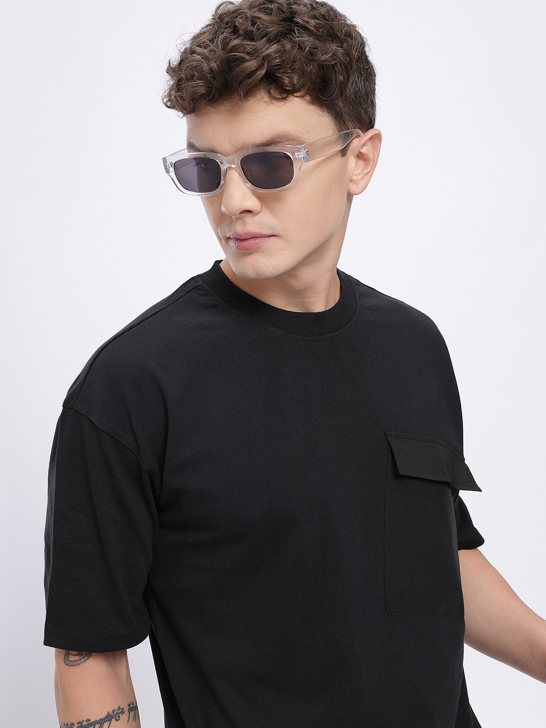 glitchez Oversized Drop-Shoulder Pocket T-shirt