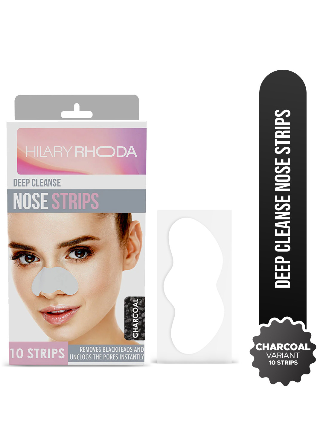 Hilary Rhoda Deep Cleanse Nose Strips Removes Blackheads & Whiteheads - Rose - 10 Strips