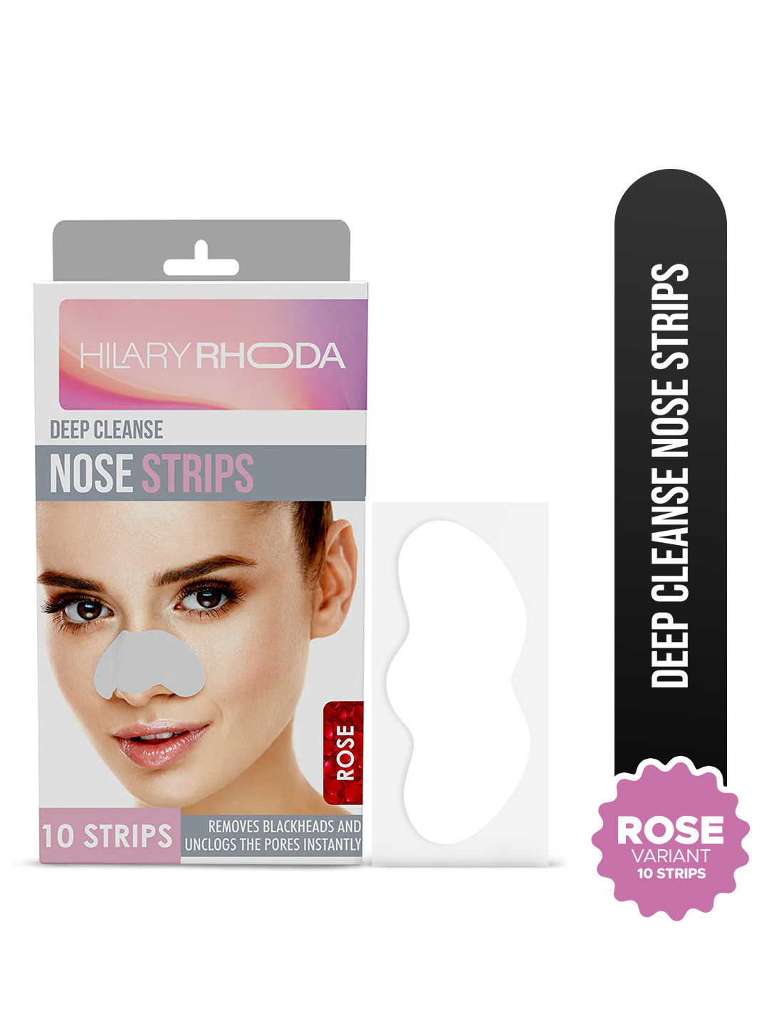 Hilary Rhoda Deep Cleanse Nose Strips Removes Blackheads & Whiteheads - Rose - 10 Strips