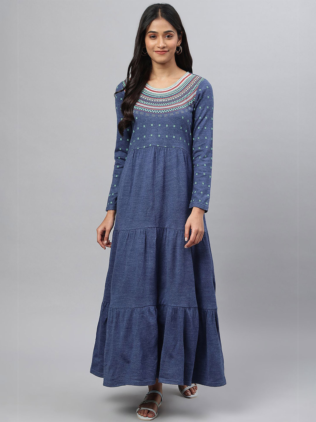 AURELIA Women Printed Winter Wear Maxi Dress