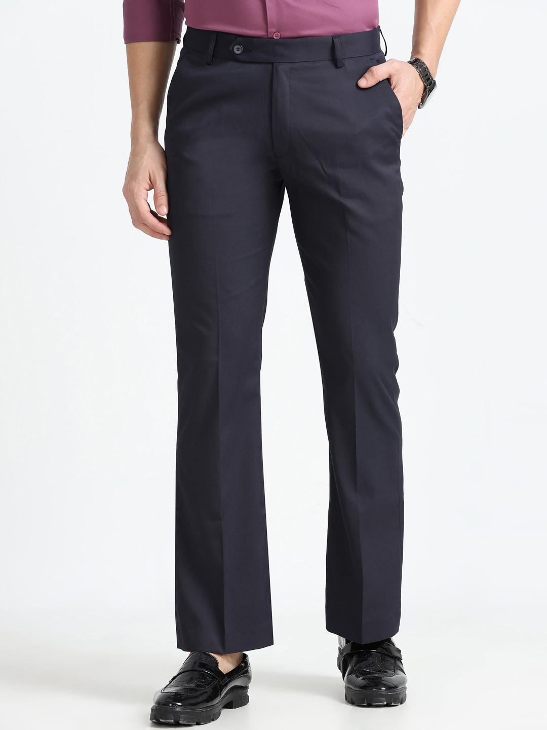 Espanshe Men Custom Regular Fit Mid-Rise Formal Trousers