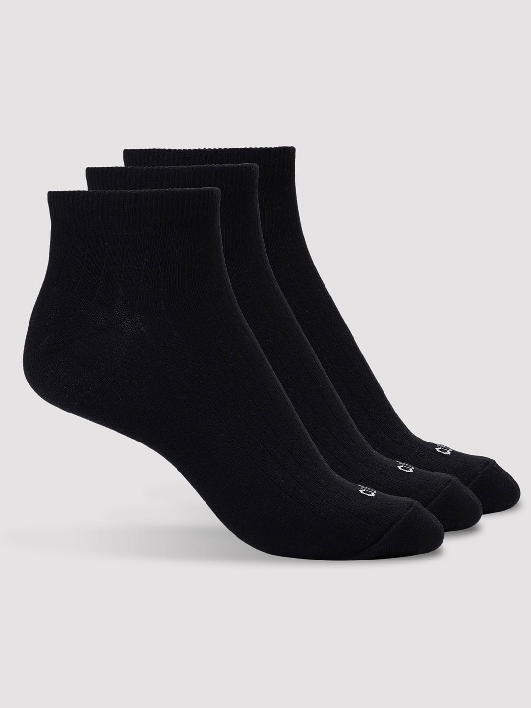 CULT Men Pack of 3 Low Ankle Cotton Black Socks
