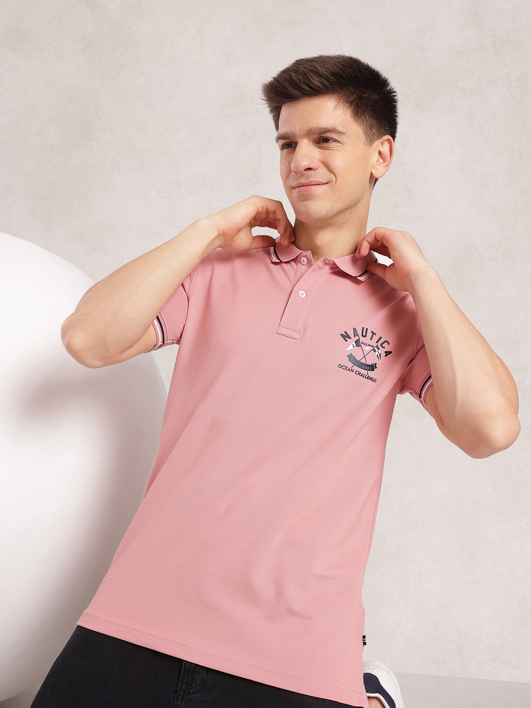 Nautica Brand Logo Printed Polo Collar T-shirt