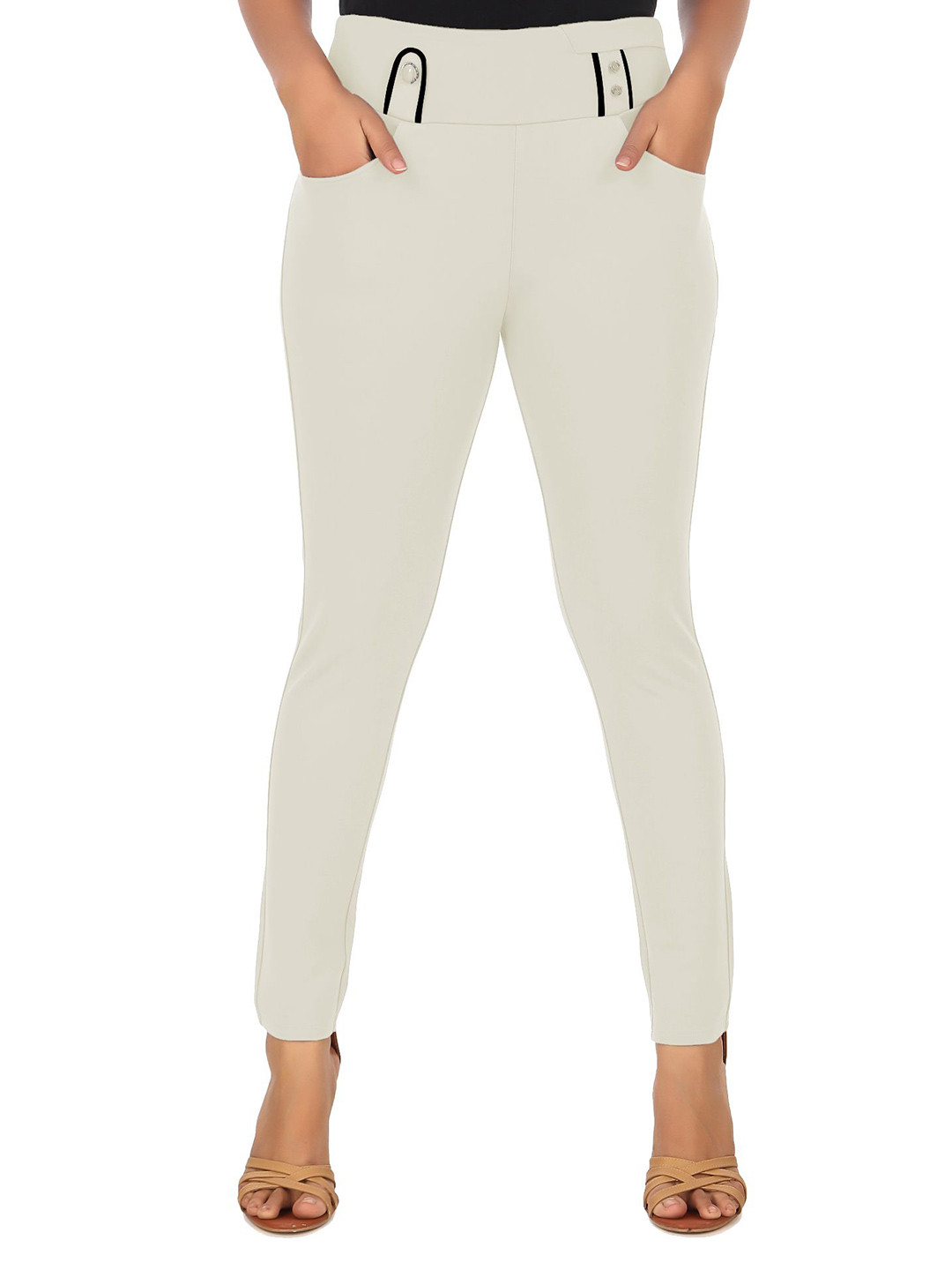 Semle Women Slim Fit Woven Jeggings