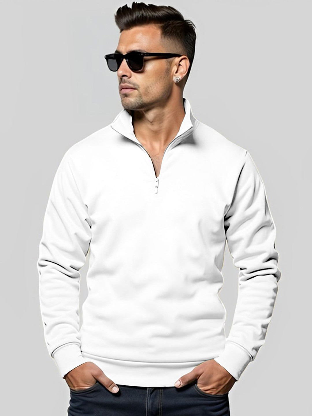 AUSK Men Turtle Neck Zipper Full Sleeve Sweatshirt