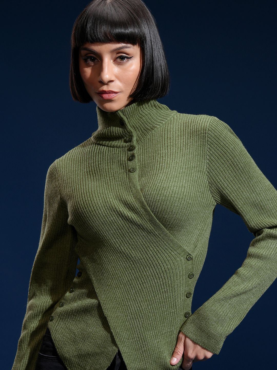 ESPYR By Tokyo Talkies Women High Neck Sweater