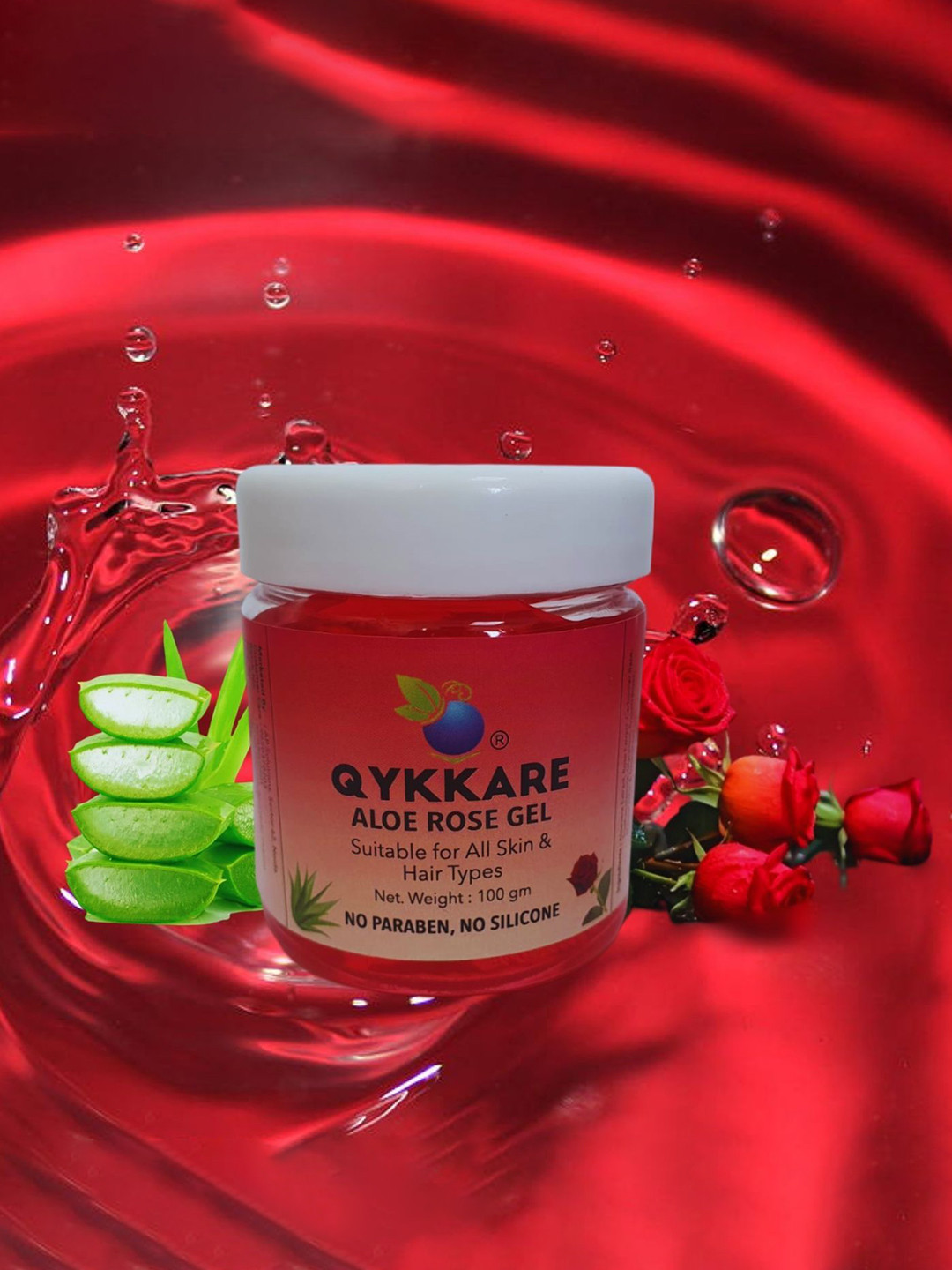 QYKKARE Set Of 2 Aloe Vera Rose Gel For Skin Hydration & Youthful Skin - 100 g Each