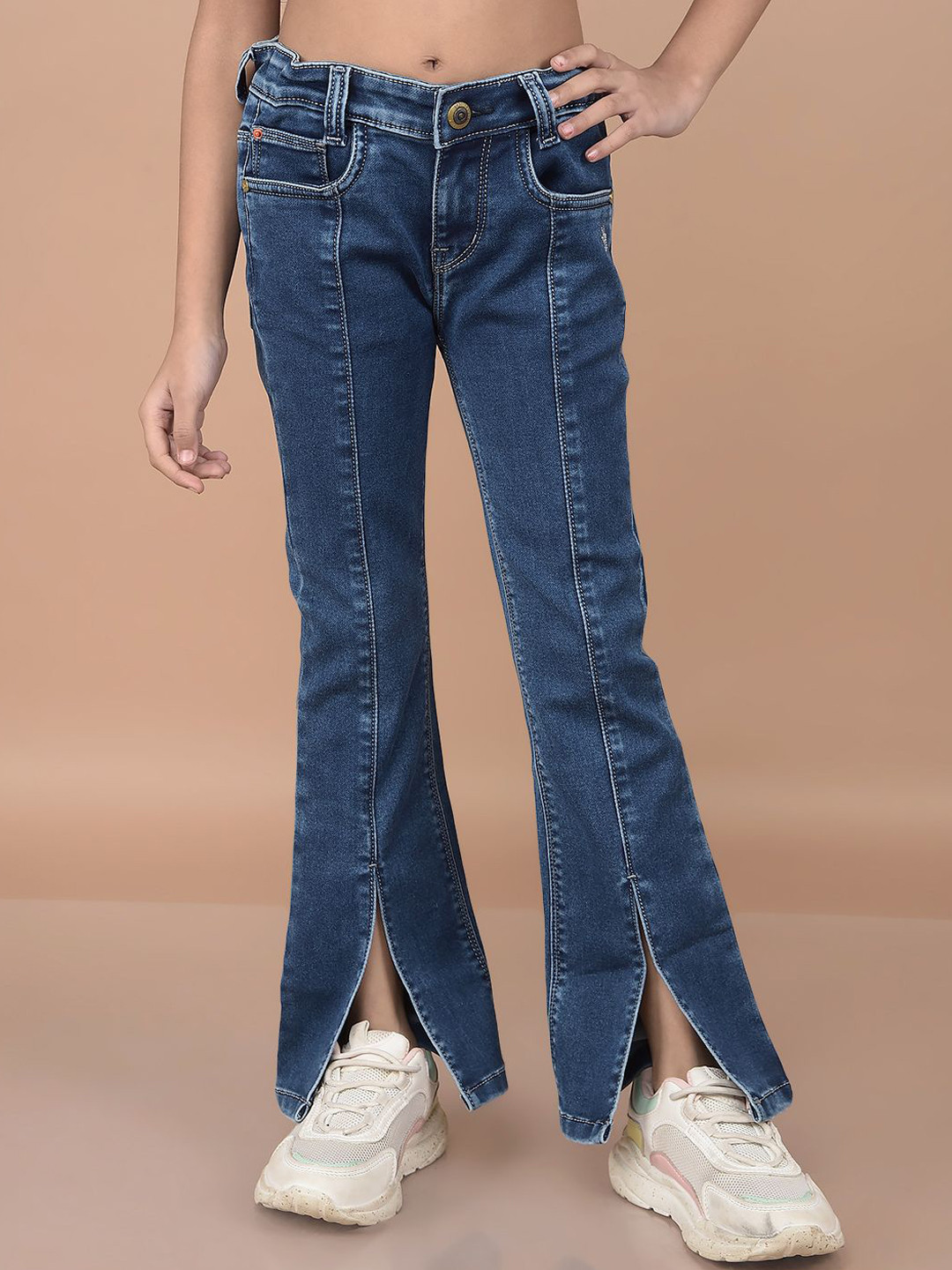 Crimsoune Club Girls Light Fade Stretchable Bootcut Jeans