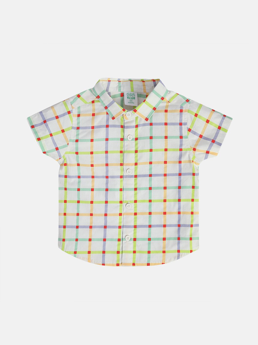 MINI KLUB Boys Spread Collar Gingham Checked Cotton Casual Shirt