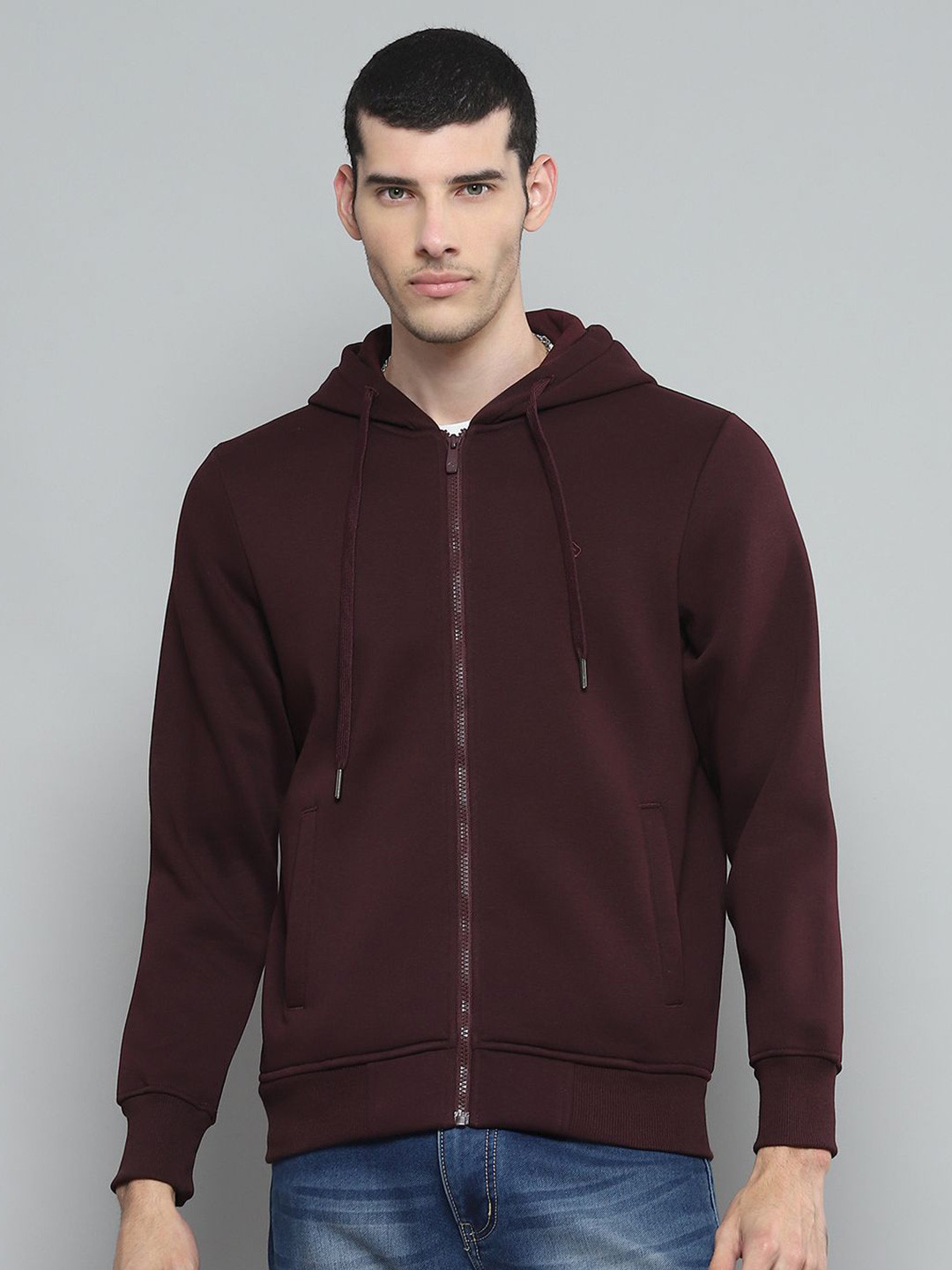 Cloak & Decker Men Hooded Full Sleeve Front-Open Sweatshirt