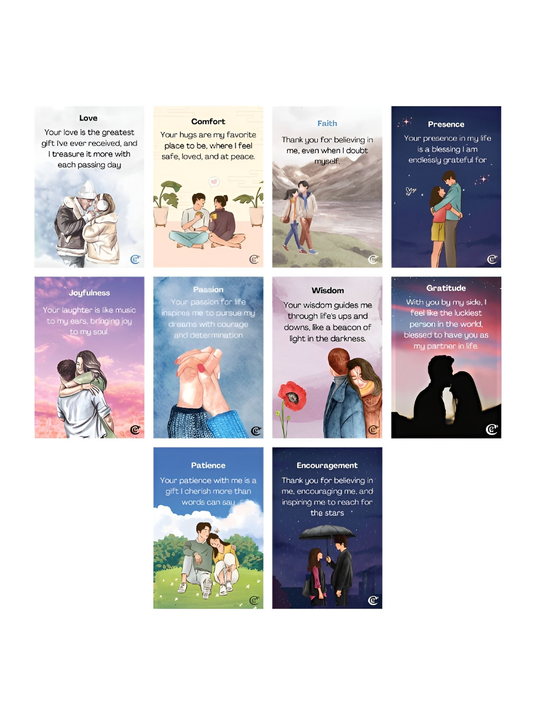 eCraftIndia Set of 10 Messages Greeting Cards for Girlfriend Valentine Gift Set