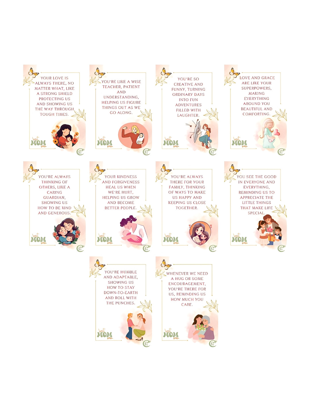 eCraftIndia White and Red 10 Pieces Messages Greeting Card