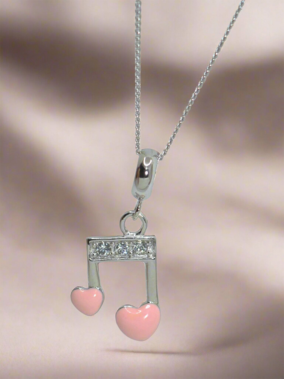 Luxevogue 925 Sterling Silver Rhodium-Plated Musical Note Heart Charm Pendant