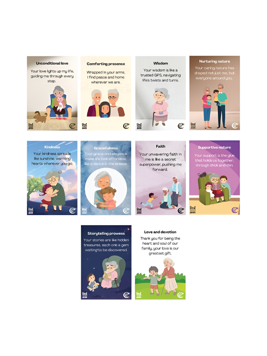 eCraftIndia Blue and Beige 10 Pieces Message Greeting Cards