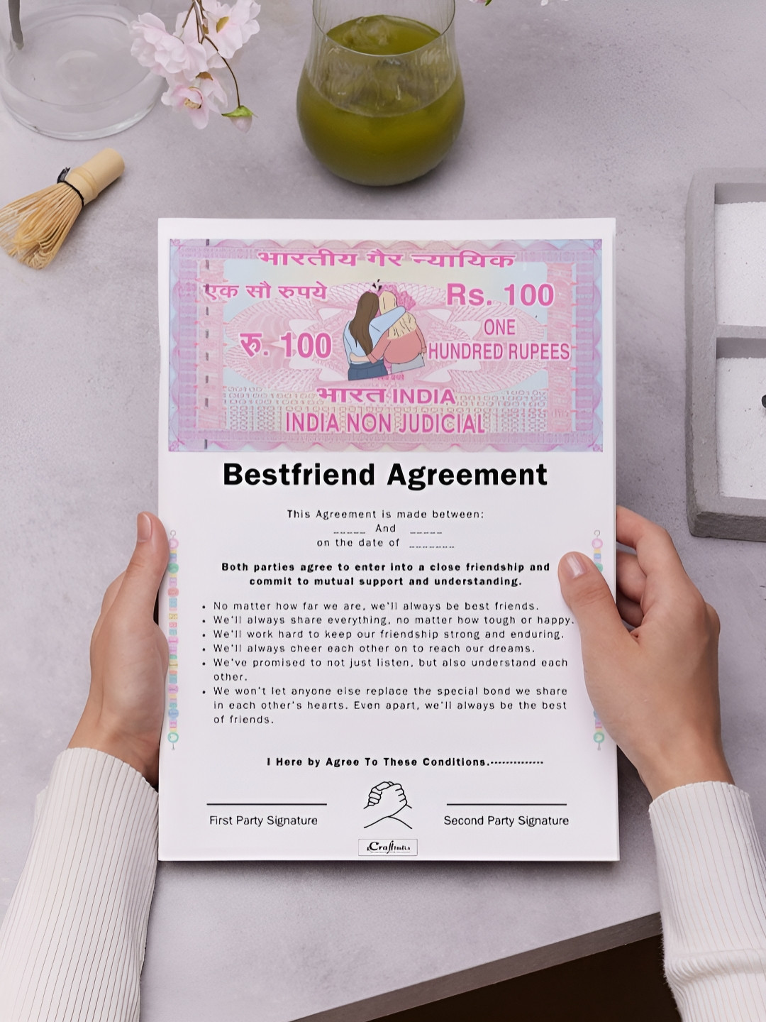 eCraftIndia White Friendship Contract Agreement