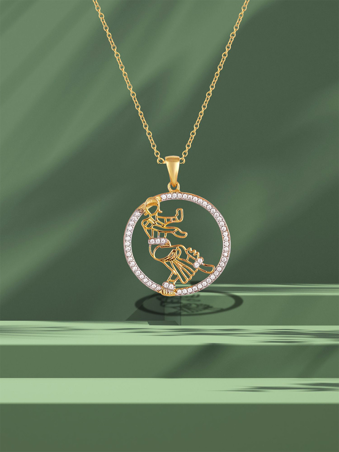 Luxevogue 925 Sterling Silver Classical Dancer Girl Rhodium Gold Plated Pendant Necklace with Chain