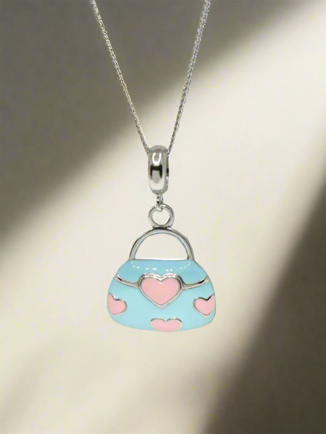 Luxevogue 925 Sterling Silver Rhodium-Plated Adorable Handbag Charm Pendant