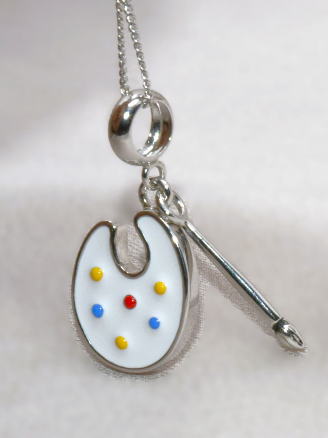 Luxevogue Girls 925 Sterling Silver Rhodium-Plated Artistic Palette Charm Pendant