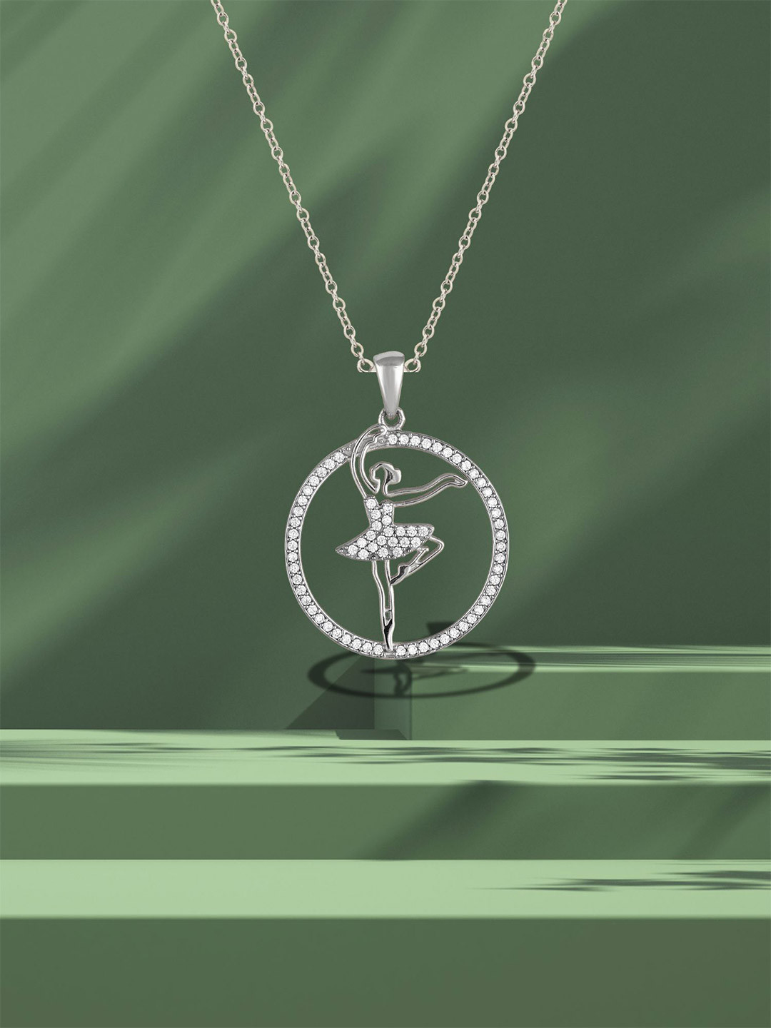 Luxevogue 925 Sterling Silver Rhodium Plated Dancer Girl Pendant