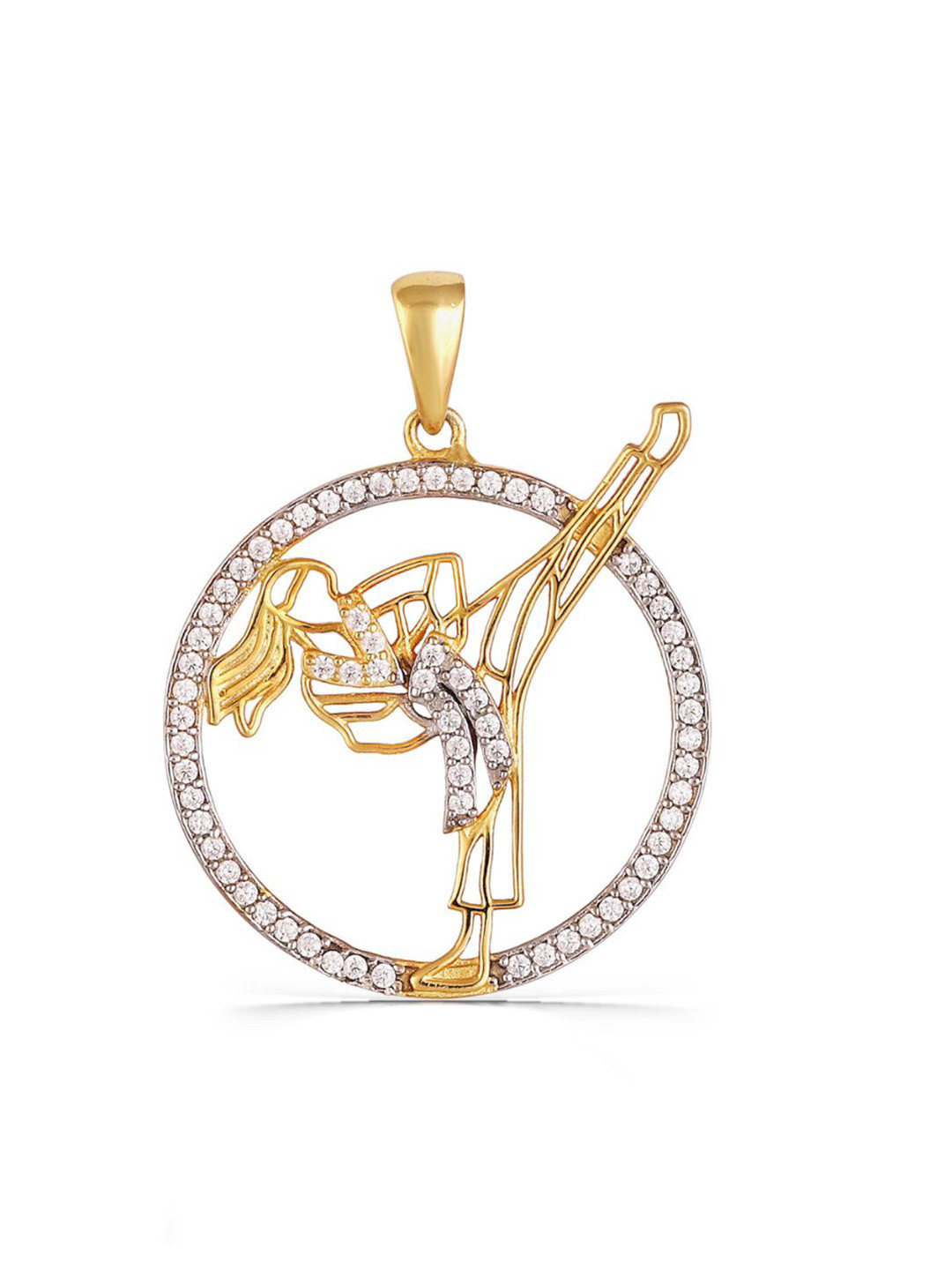 Luxevogue 925 Sterling Silver Karate Kicker Girl 18K Gold Plated Pendant