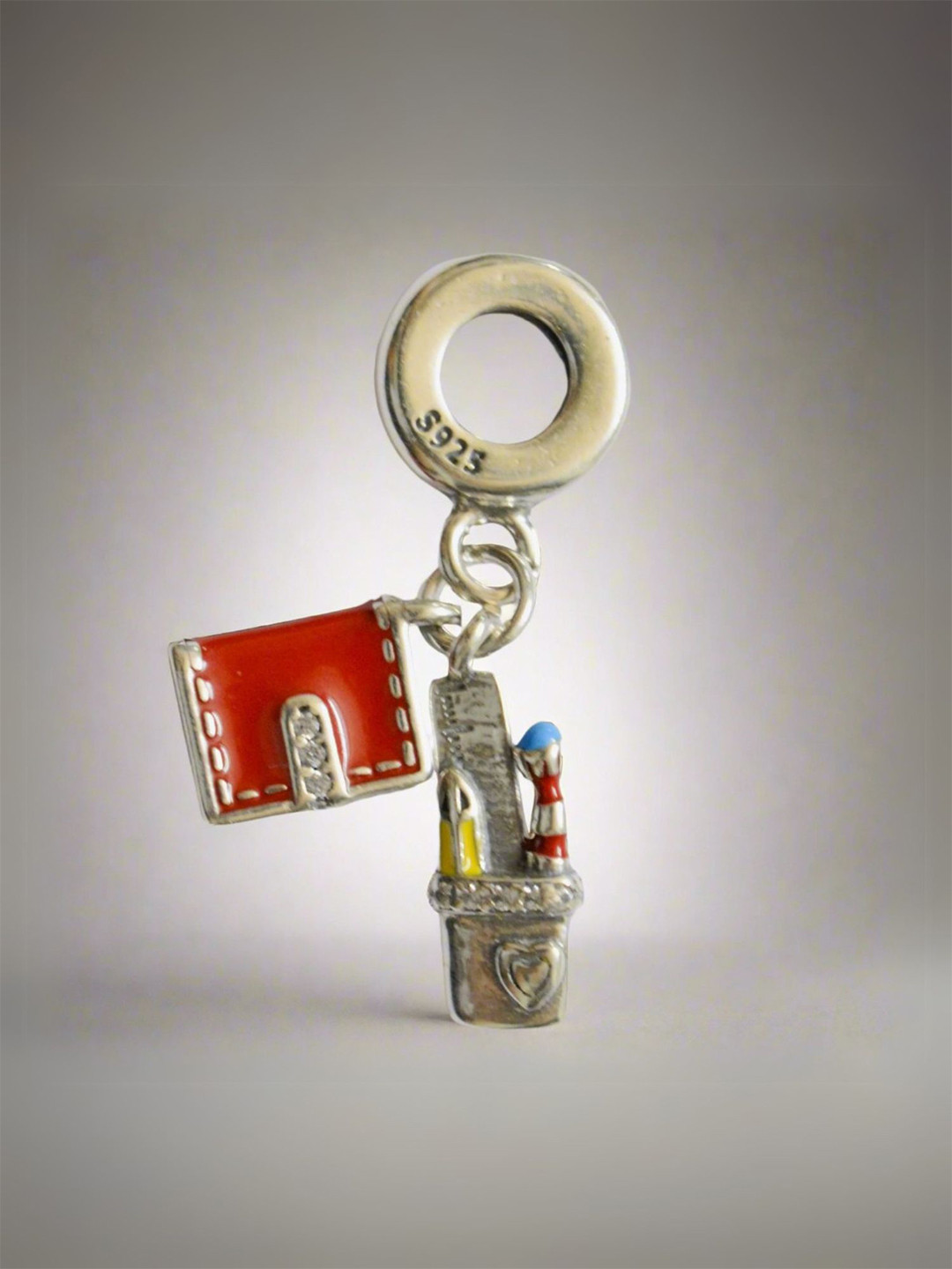 Luxevogue 925 Sterling Silver Rhodium Plated  Book and Stationery Charm Pendant