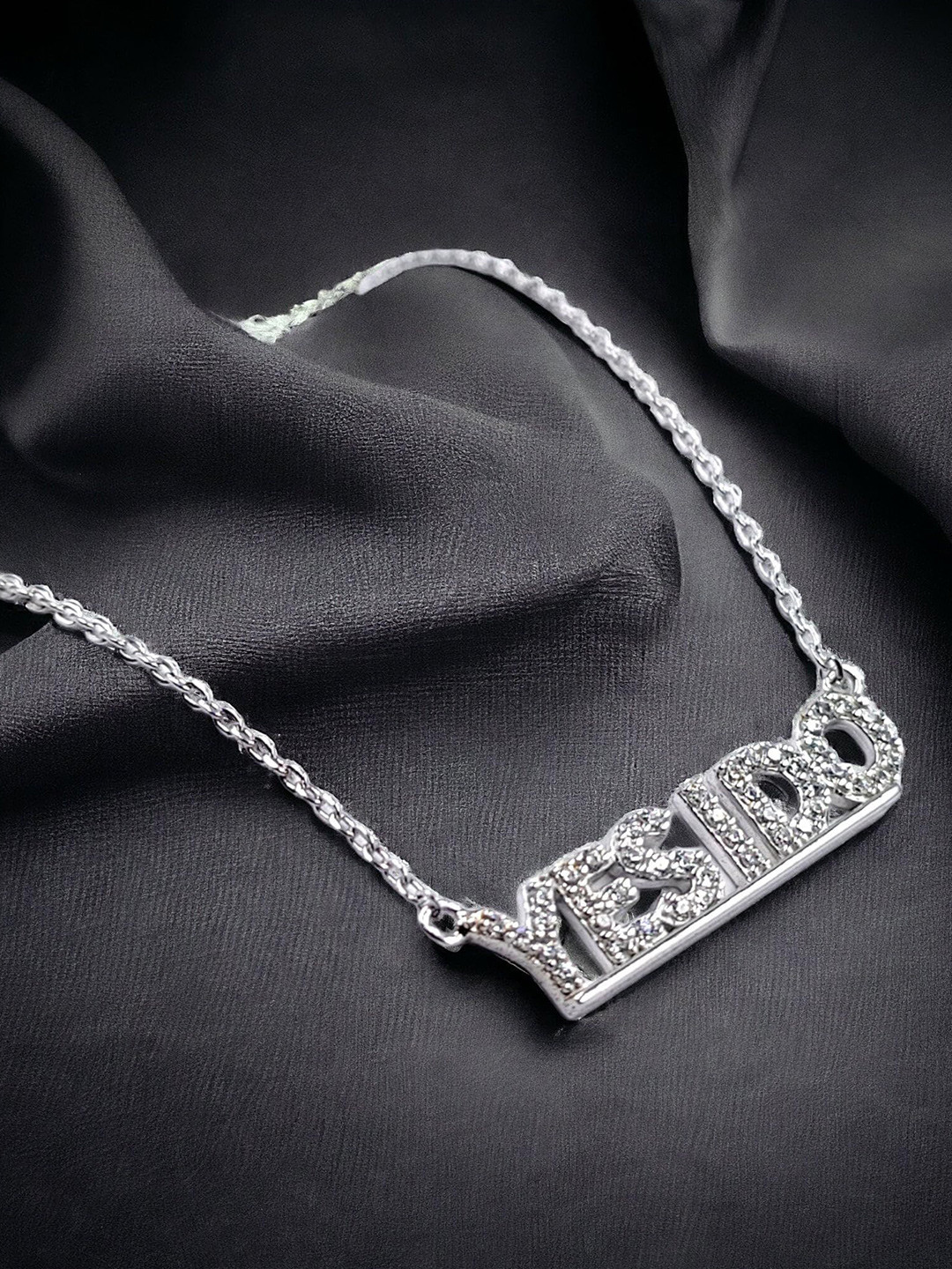 AMONROO 925 Sterling Silver Rhodium-Plated CZ Studded Yes I Do Written Pendant Chain