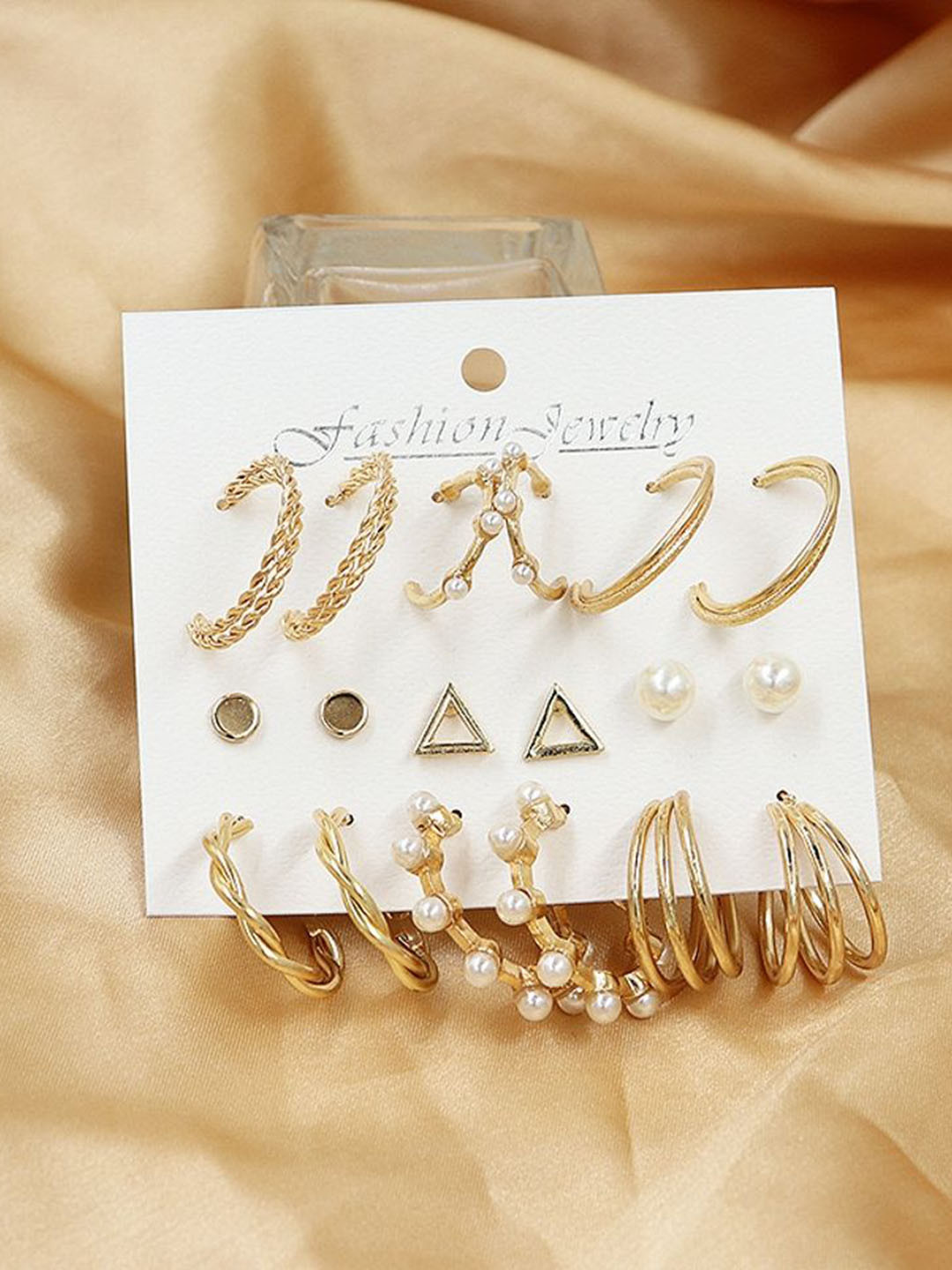 DESTINY JEWELS Gold-Plated Contemporary Studs