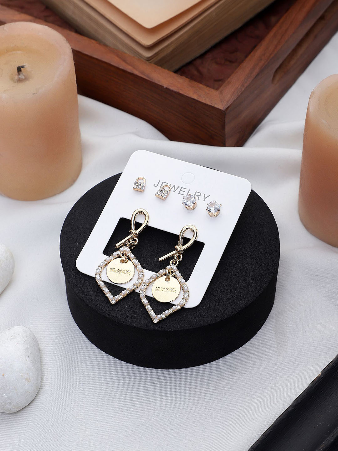 DESTINY JEWELS Gold Plated Geometric Studs