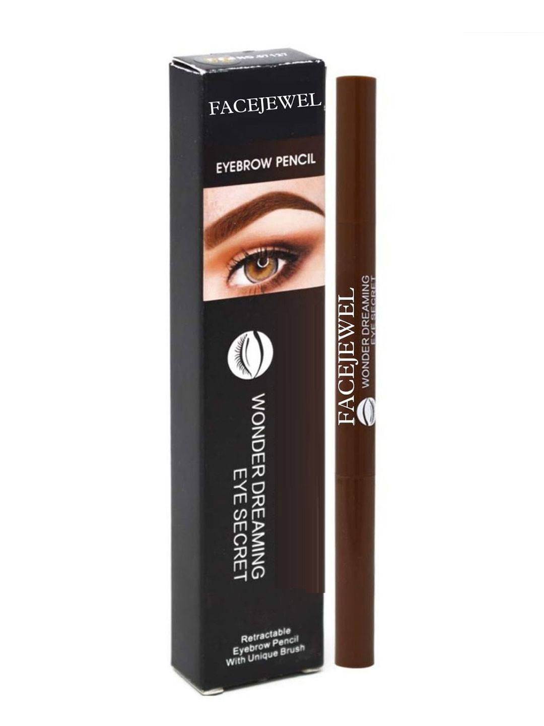 Facejewel Retractable Eyebrow Pencil With Unique Brush - Brown