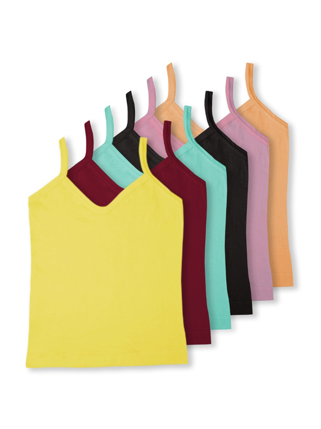 OUR LITTLE MUNKEE Girls Pack Of 6 Pure Cotton Camisoles