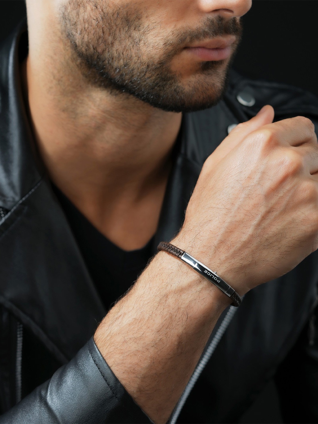 Police Indy II Polisded SS Men Wraparound Bracelet