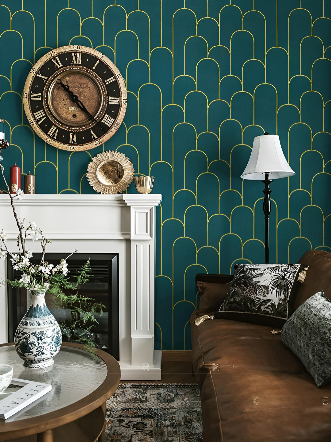 FOKRIM Black & Yellow Geometric Printed Wall Sticker