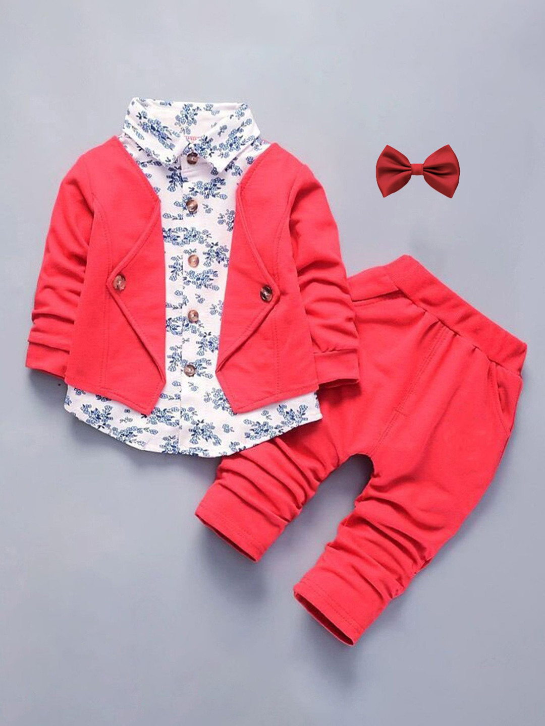 Porpy Unisex Kids Shirt with Trousers with Red Bow