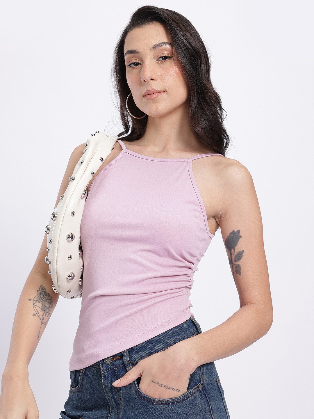Lavender Halter Neck Sleeveless Top