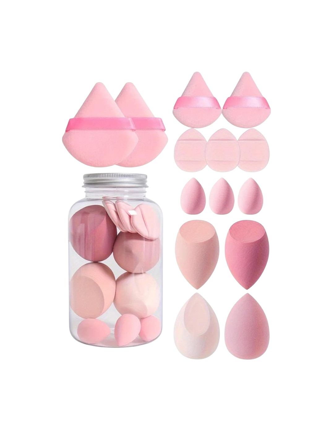 RANORE Set Of 14 Makeup Sponges With Storage Jar - Purple