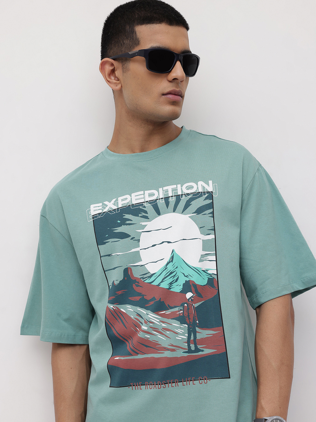 The Roaster Life Co. Printed Drop-Shoulder Sleeves Pure Cotton Relaxed T-shirt