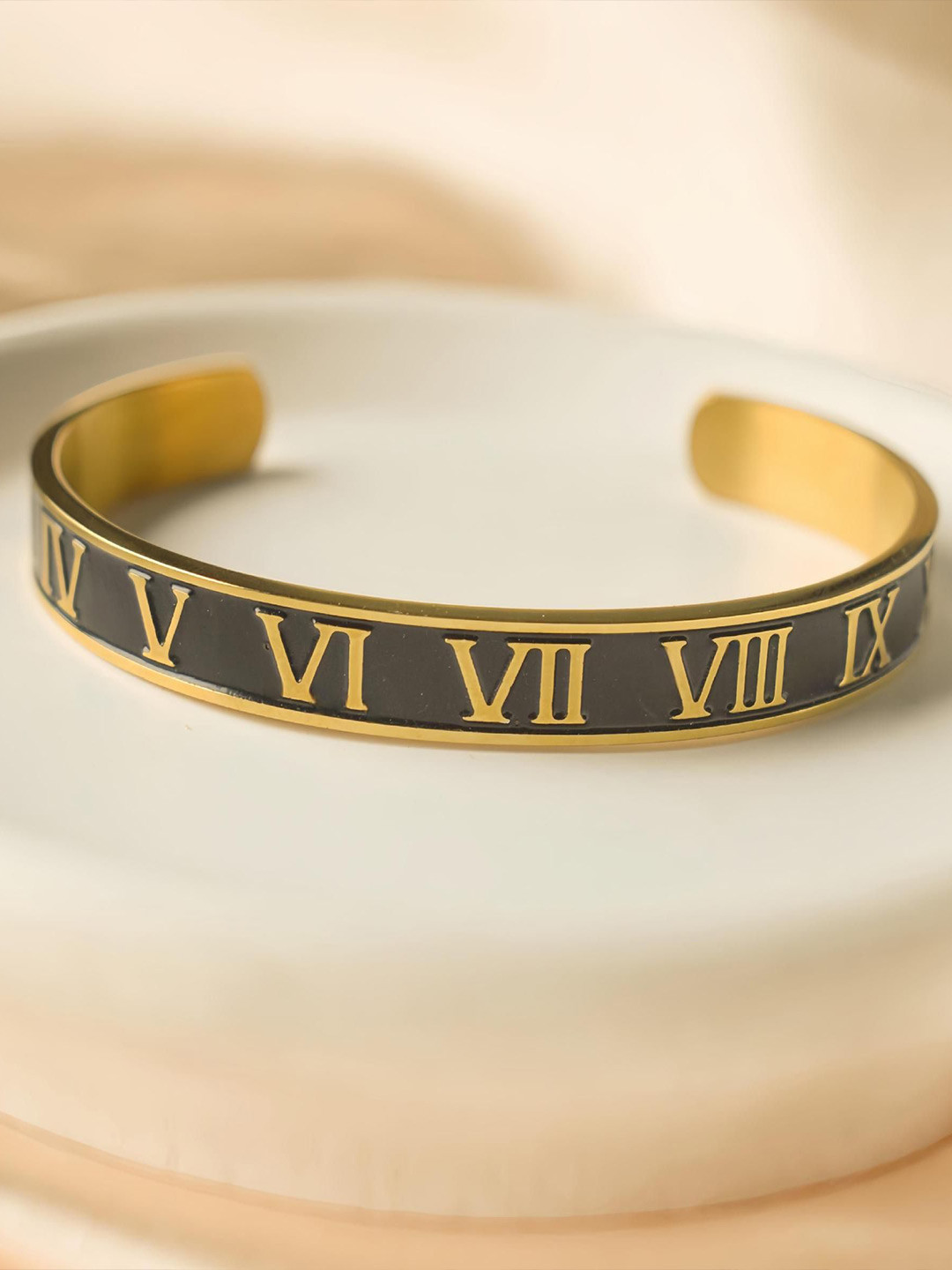 The Roadster Lifestyle Co Men Gold-Plated Anti Tarnish Kada Bracelet